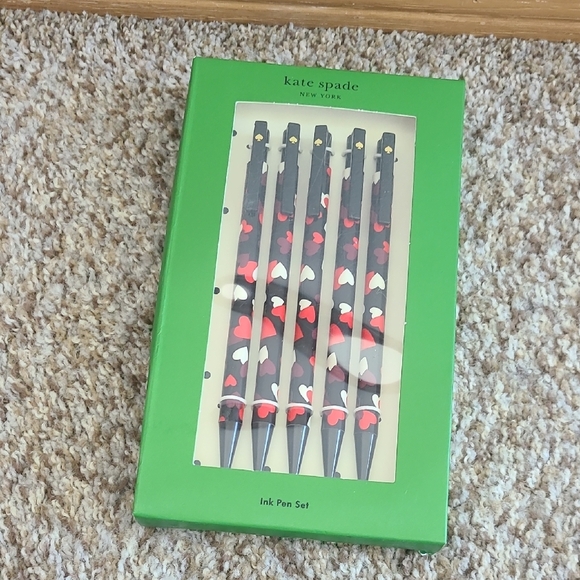 Kate Spade Black and Red Heart Pen Set - Picture 1 of 4